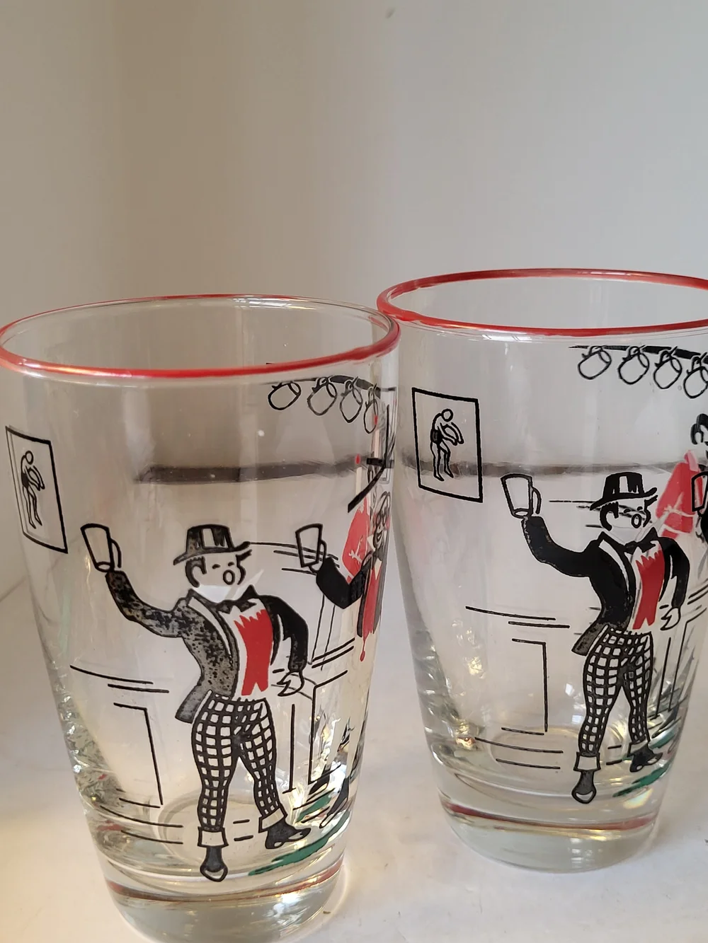 2 1950s MCM Libbey Pickwick Flat Highball Tumblers